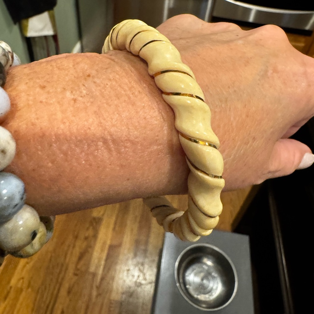 Twisted Bone Bracelet with 14k Gold - Picture 1 of 7